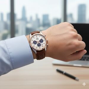 NWT Authentic Orient Contemporary Chronograph White Dial Men's Watch